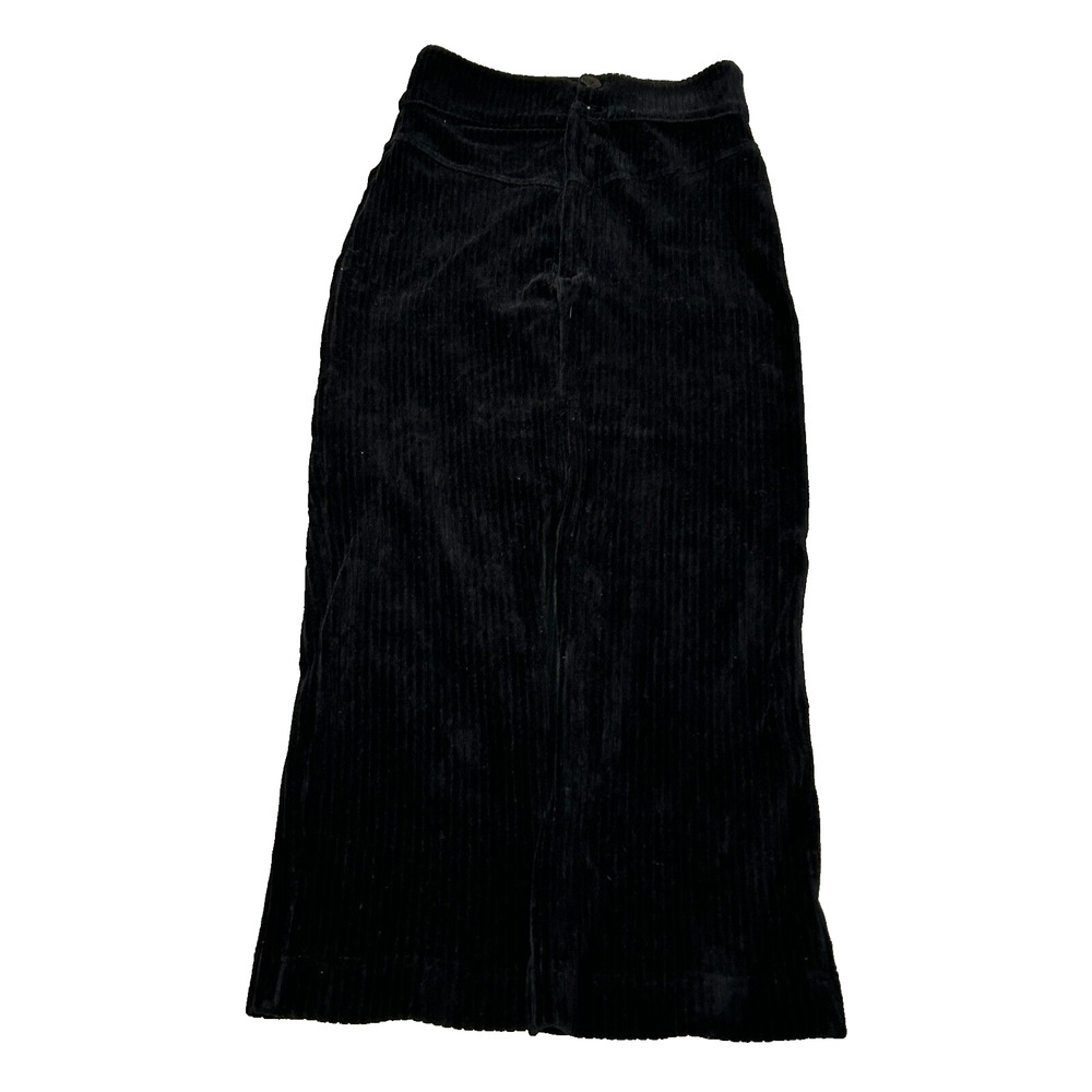 Free People Women's Black Ribbed Velvet Back Slit Maxi Skirt Whimsigoth‎ Small